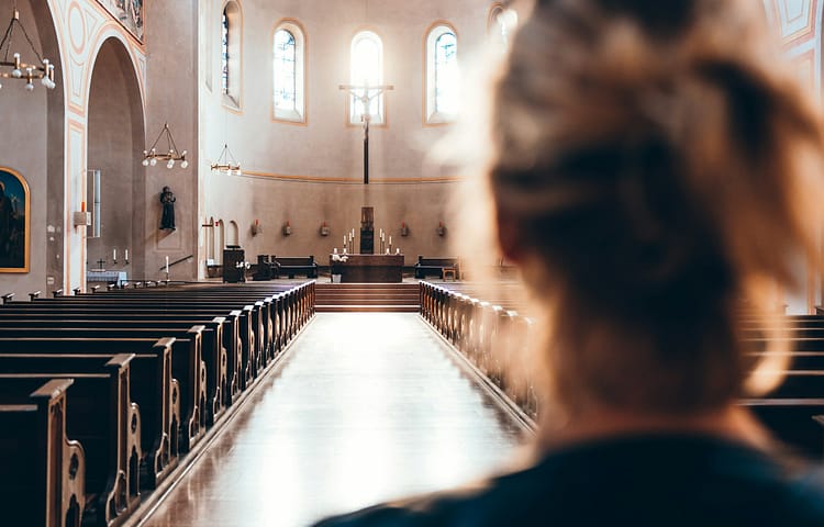 Girl / woman in empty Church Get Music for Your Videos from DayFox Club - https://dayfox.club